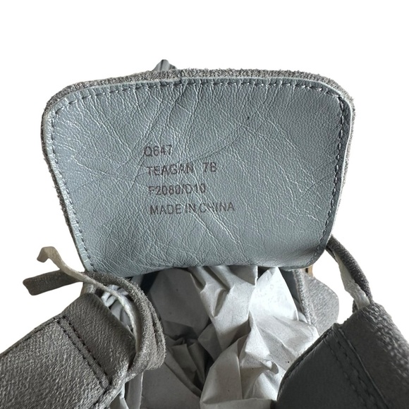 Coach Teagan Genuine Suede Leather Lace Up Open Toe High Heels In Gray Size 7 - Picture 12 of 12